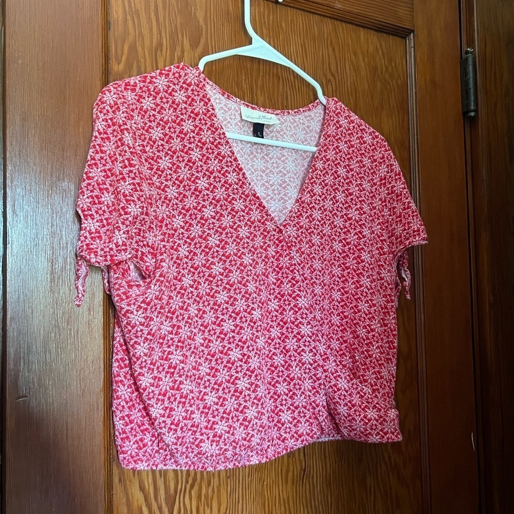Universal Thread Faux Wrap Blouse Top Womens Medium Red White